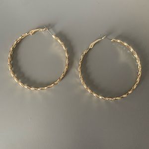 Large Gold Intertwined Rope Hoops